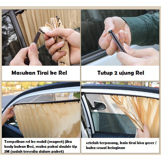 NEW CURTAIN DELUXE Tirai Tabir Surya untuk Kaca Gorden Jendela Mobil 1 set 2pc / full set 4 in 1