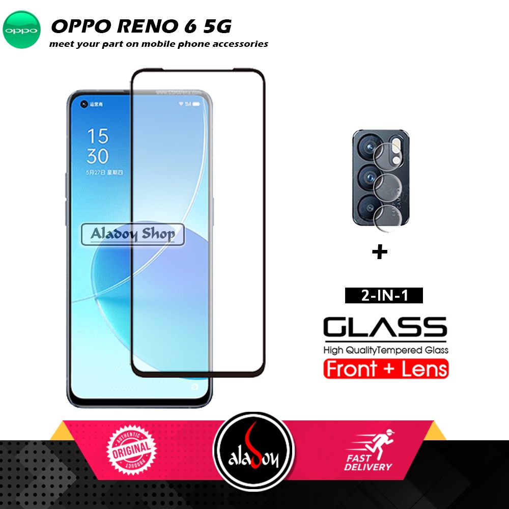 PAKET 2 IN 1 Tempered Glass Layar Oppo Reno 6 ( 5G ) Free Temppered Glass Camera