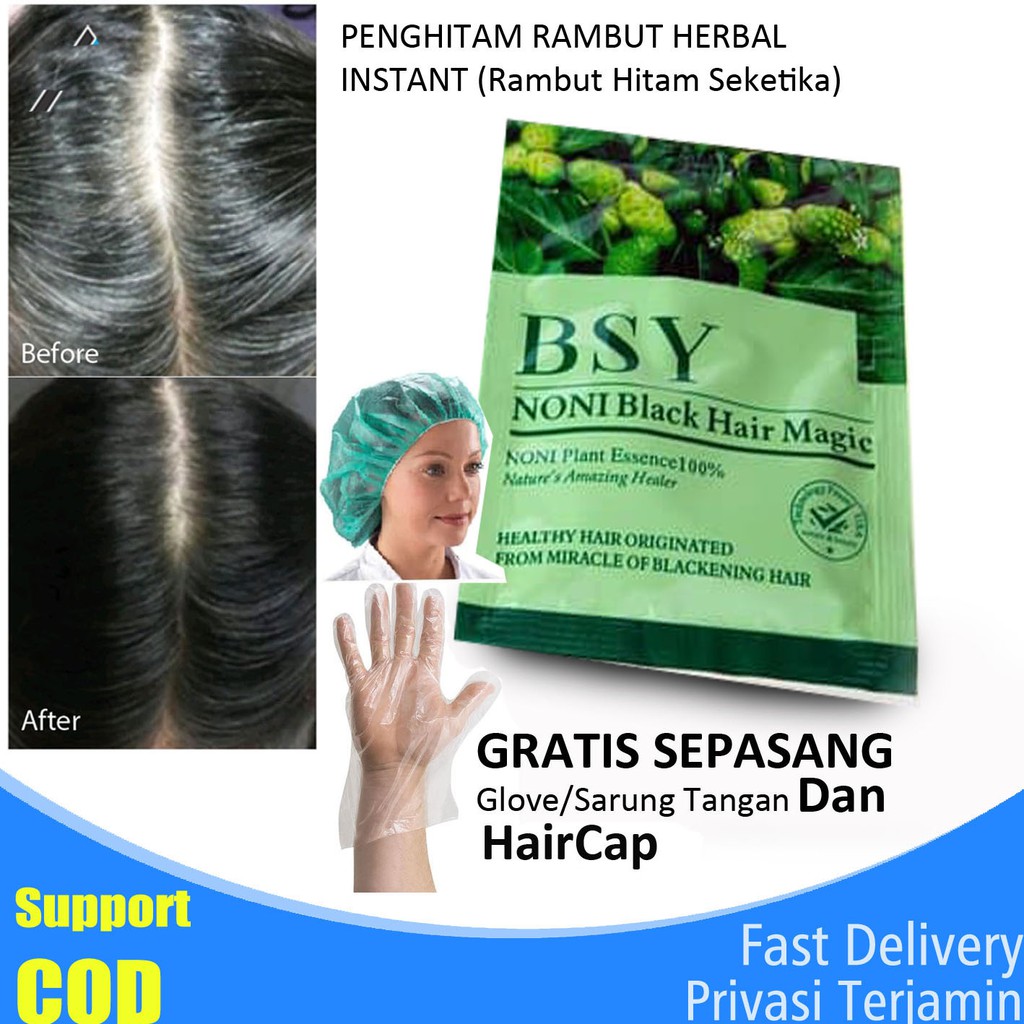 Penghitam Rambut Permanen Herbal Shampo Mengkudu Rambut Hitam Instan