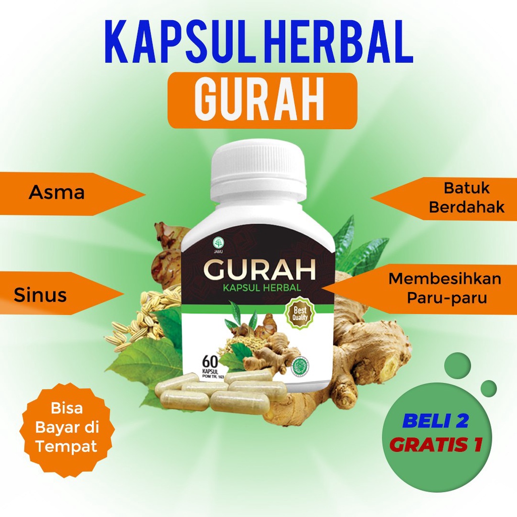 BELI 2 GRATIS 1 KAPSUL HERBAL GURAH ORIGINAL - OBAT GURAH - OBAT PERNAPASAN
