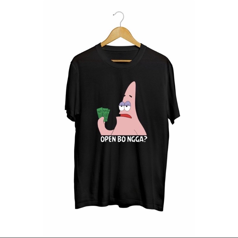 BAJU TSHIRT KAOS DISTRO PATRICK OPEN BO GA ? / ATASAN PRIA / T-SHIRT PRIA