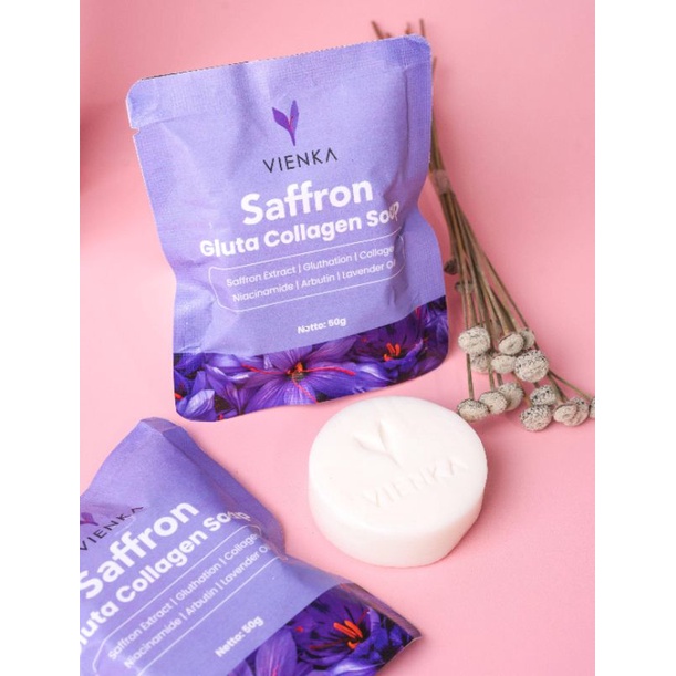 Vienka Saffron GLuta Collagen Soap 50 Lavender / Sabun wajah & badan