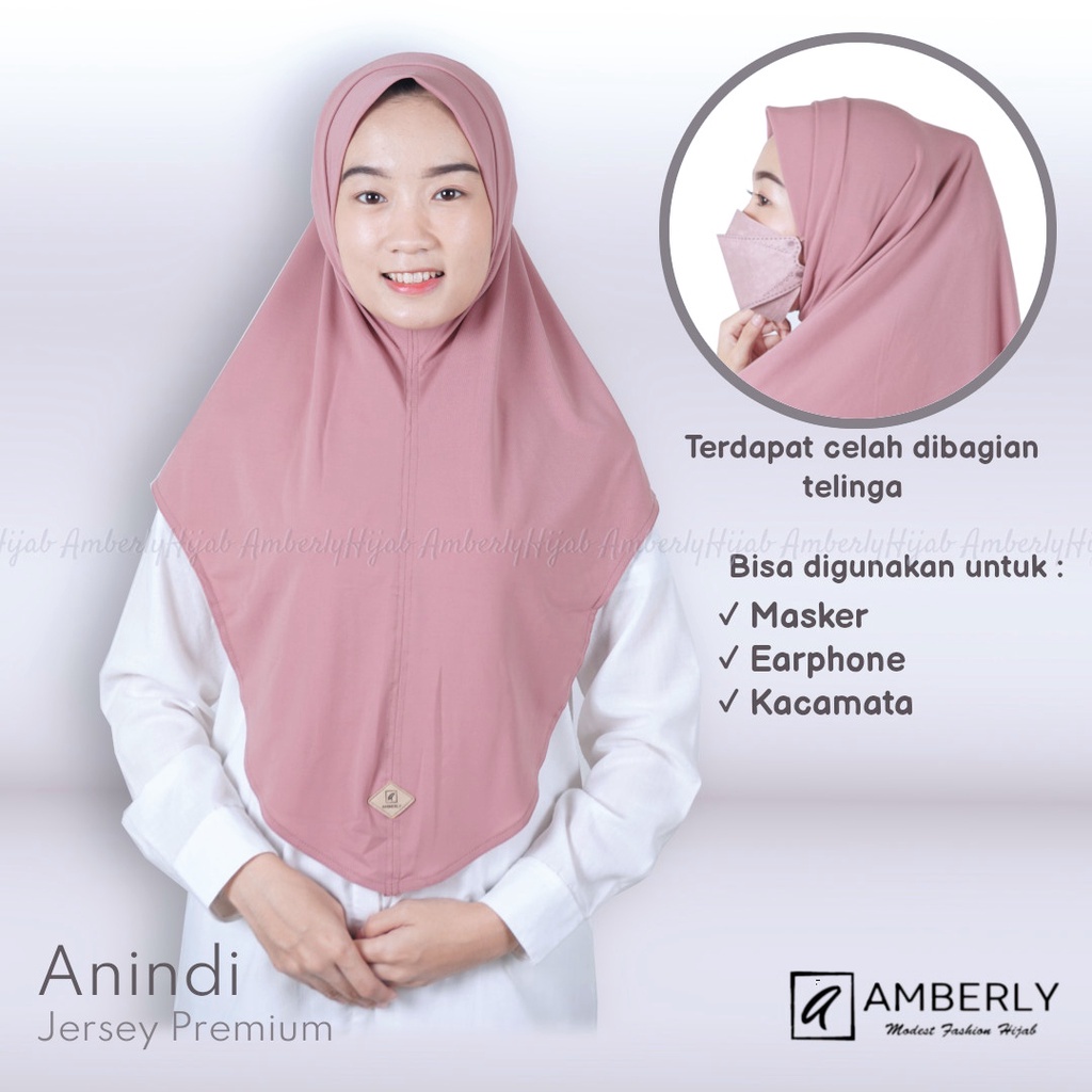 Amberly Anindi Jilbab Lubang Telinga Bahan Jersey