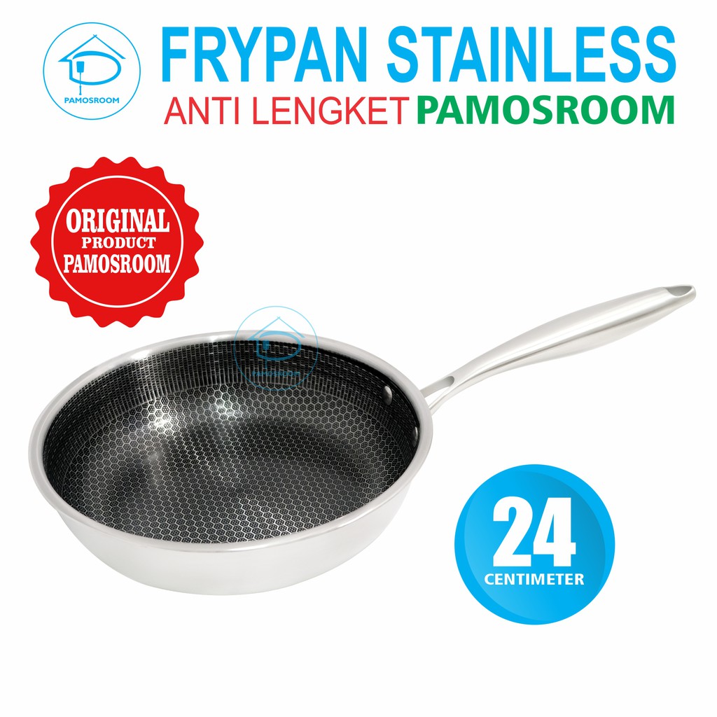 Suplier Pamosroom Hybrid Frypan Stainless 24cm Hybrid Non Stick Frying Pan Anti Lengket Induksi Pfoa Free z1OlRkDU0raXNl