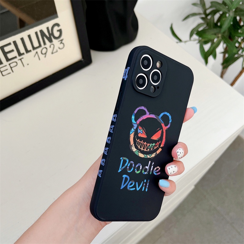 Setan Lucu Monster Kecil Casing Ponsel untuk iPhone 11 Pro Max 12 13 Pro Max Mini X/Xs Max XR 7/8 Plus Se2020 6/6 S Plus Pola Sisi Cair Lembut Silikon Tahan Guncangan Pelindung Casing Ponsel