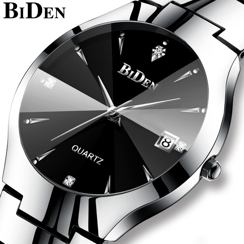 Biden 0104 Jam Tangan Pria Wanita Analog Tanggal Stainless Steel Band Calendar Quartz Watch Original Water Resistant 30 Meter