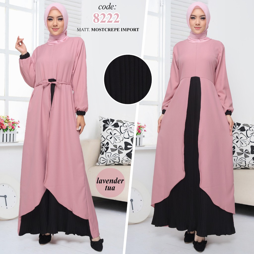 Gamis Terbaru Model Polos Kombinasi GB-8222