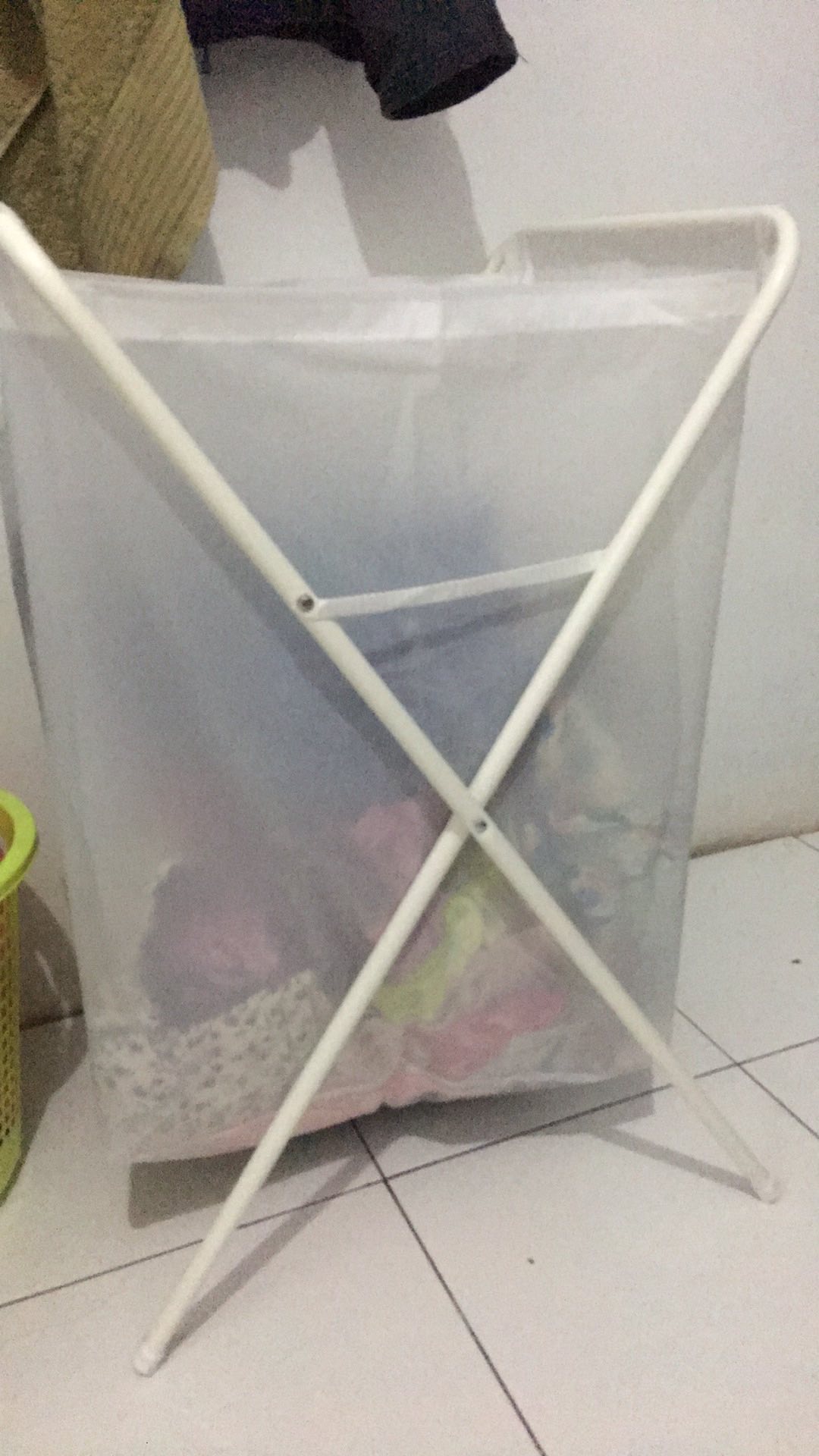 Laundry Bag With Stand, Putih, Keranjang Cucian, Tempat Baju Kotor 70 L