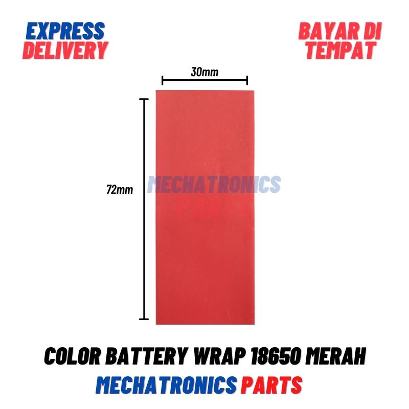 COLOR BATTERY WRAP 18650 PLASTIK BATERAI JAKET PLASTIK SKIN PVC JACKET- MERAH