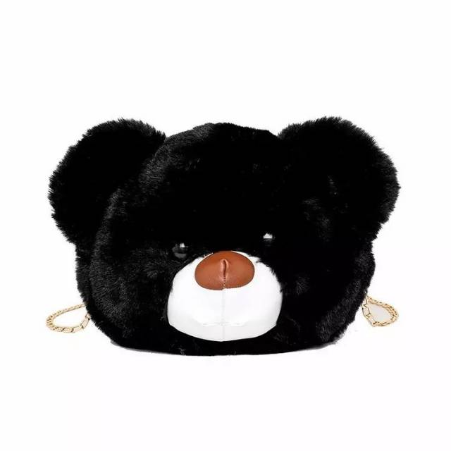 Tas selempang Cute Plush Bear Shape Women Handbag Crossbody Shoulder Bags Ladies Girls Casual Chain