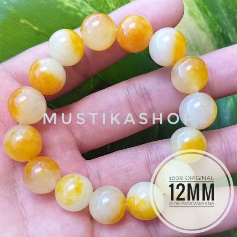 [COD] BATU DINGIN Gelang Batu Giok Pancawarna 12mm Asli Natural Aksesoris PRIA / WANITA