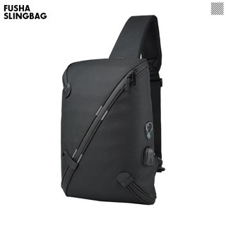 BEST SELLER Tas Selempang Slempang FSA Kanvas Waterproof Sling Bag USB &amp; Earphone Hole HIGH QUALITY