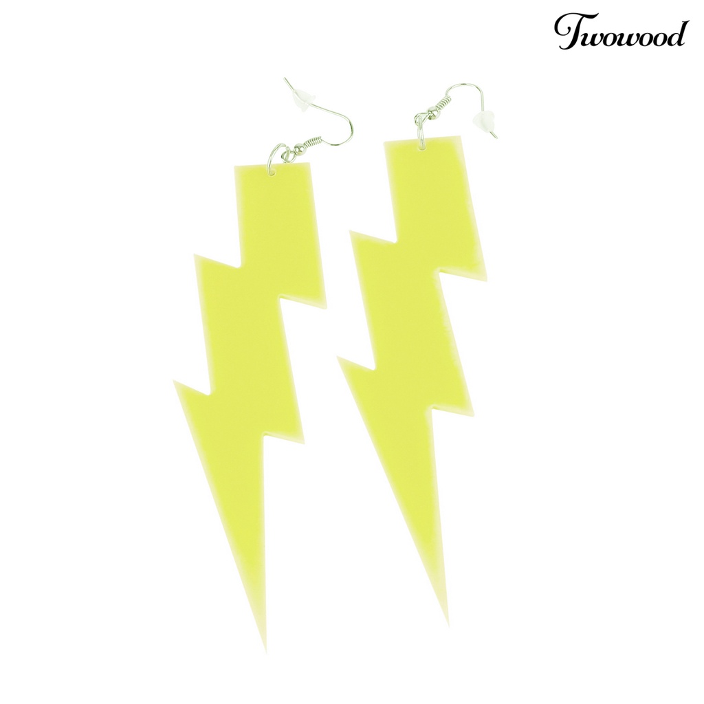 Twowood 1 Pair Dangle Earrings Lightning Shape Fluorescence Jewelry All Match Lightweight Hook Earrings for Daily Wear