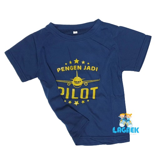 Kaos Anak Laki Laki Cita Cita Pengen Jadi Pilot Size SMLXL - Kaos Anak Tulisan Profesi - Kaos Anak Cowok Cewek