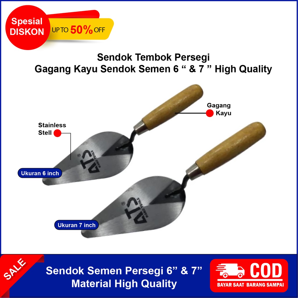 Jual Cetok Semen Sendok Semen Persegi Stainless Baja Asli Tukang