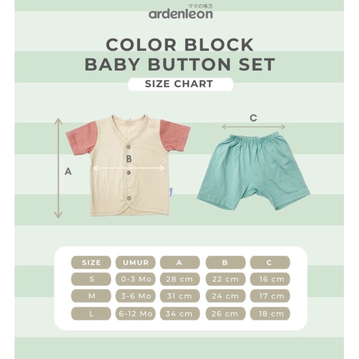 ARDENLEON Baby Button Color Block Setelan Bayi pakaian baju bayi stelan