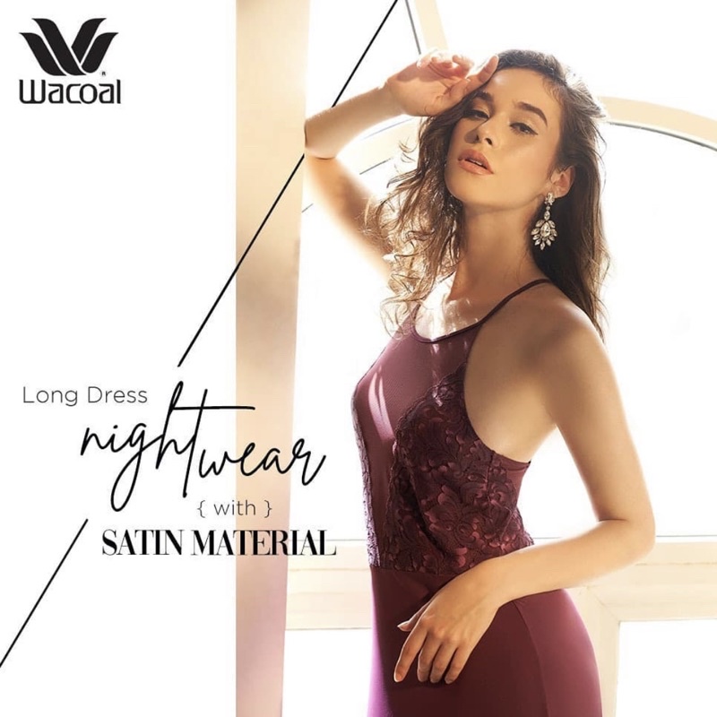 Wacoal Lingerie Night Wear Long Dreas IN 4529 Side Shape Floral Lace