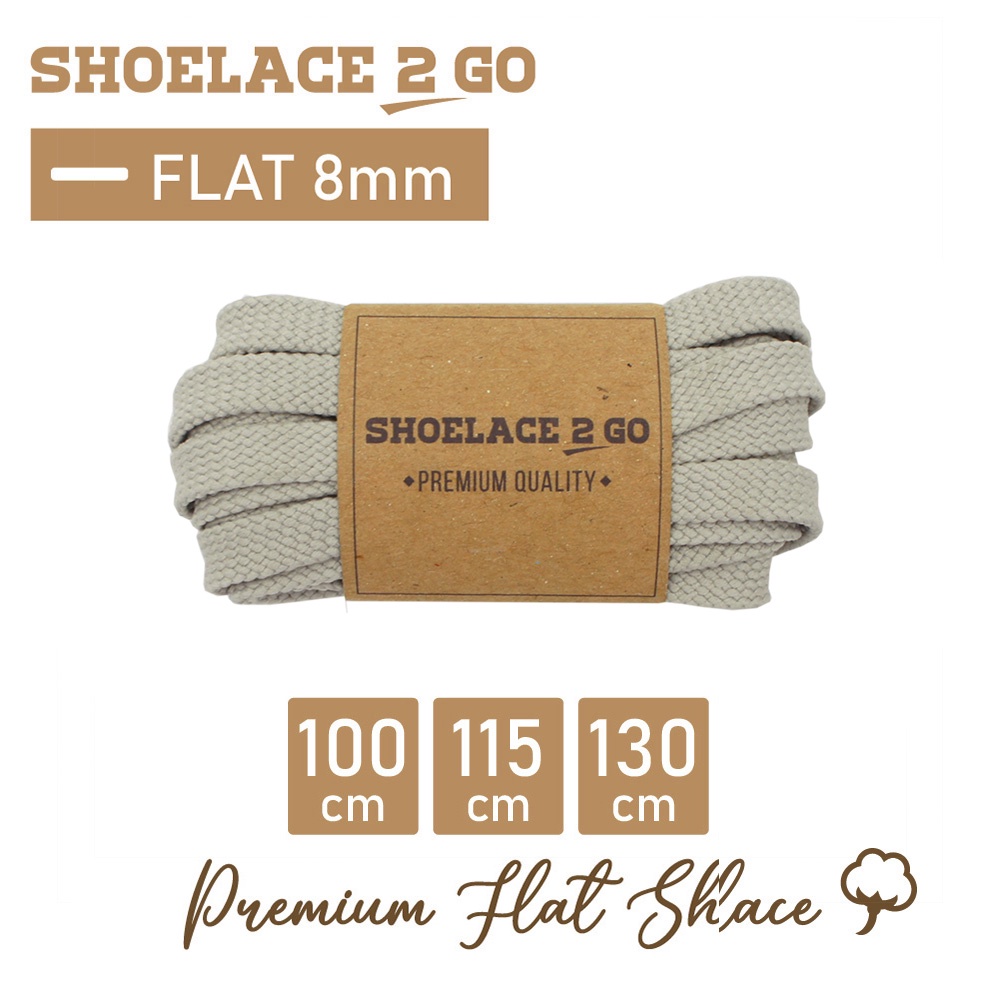 SHOELACE 2 GO PREMIUM TALI SEPATU GEPENG PIPIH FLAT E11 - GREY