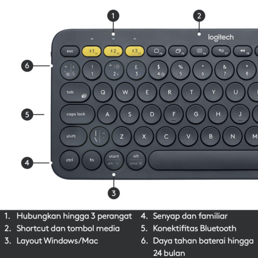 Keyboard Logitech K380 Wireless Bluetooth Multi Device