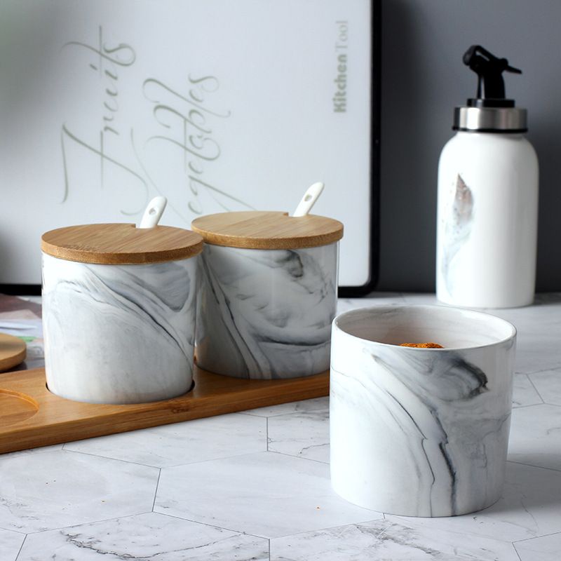 UNNIS0- Wadah Tempat Bumbu Seasoning Jar Marble 1 set isi 3 SJM1