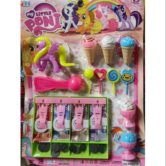 FI 522 mainan kasir dan es krim lengkap dengan kuda poni nya / my little pony ice cream and casier