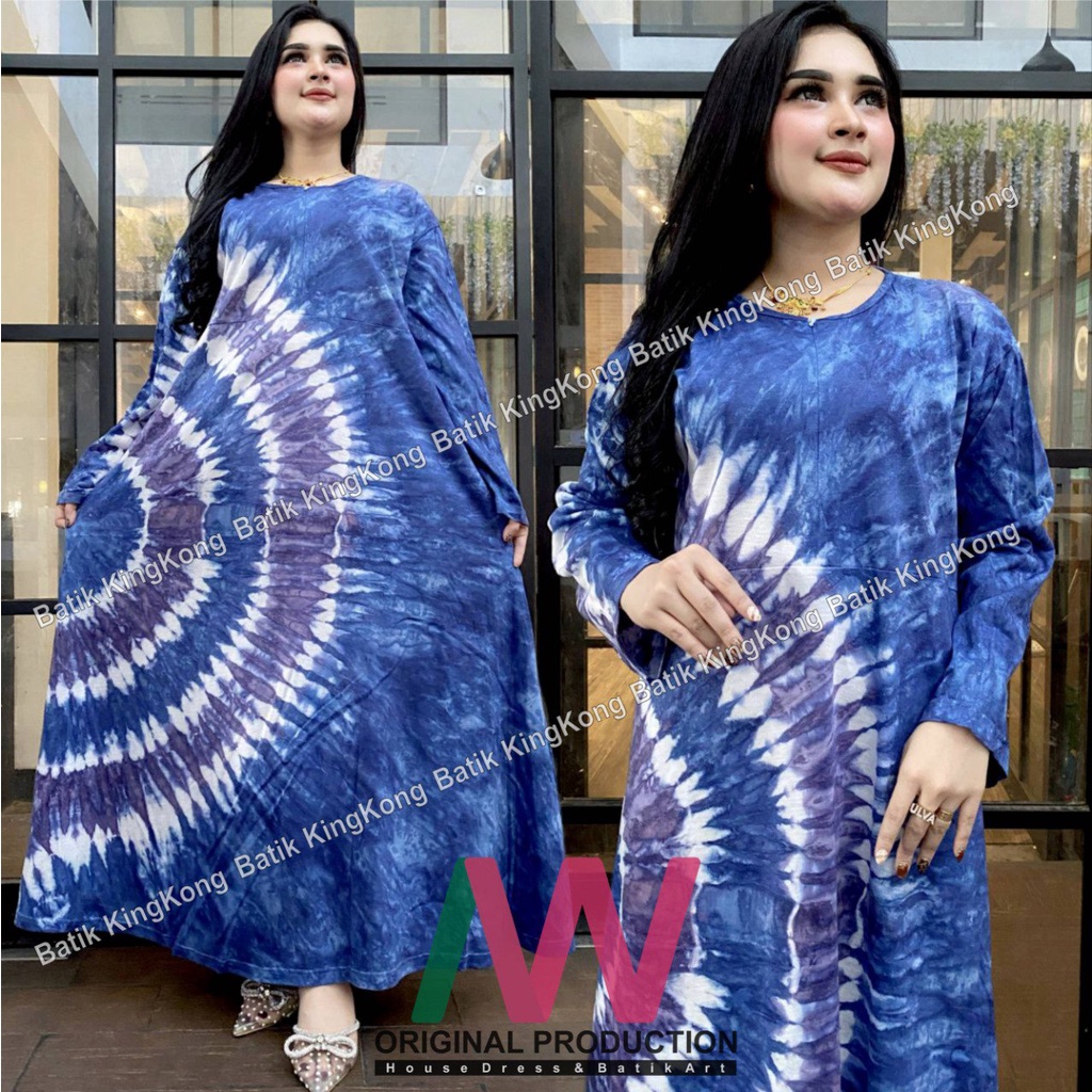 HOMEDRESS WANITA JUMBO PANJANG SEMATAKAKI BUSUI DEPAN RESLETING KEKINIAN MOTIF ABSTRAK BATIK PEKALONGAN