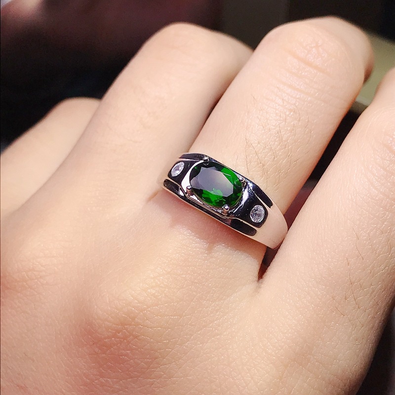 Cincin Pernikahan Zamrud Pria S925 sterling perak berlian Perhiasan Fashion Titanium Steel Rings