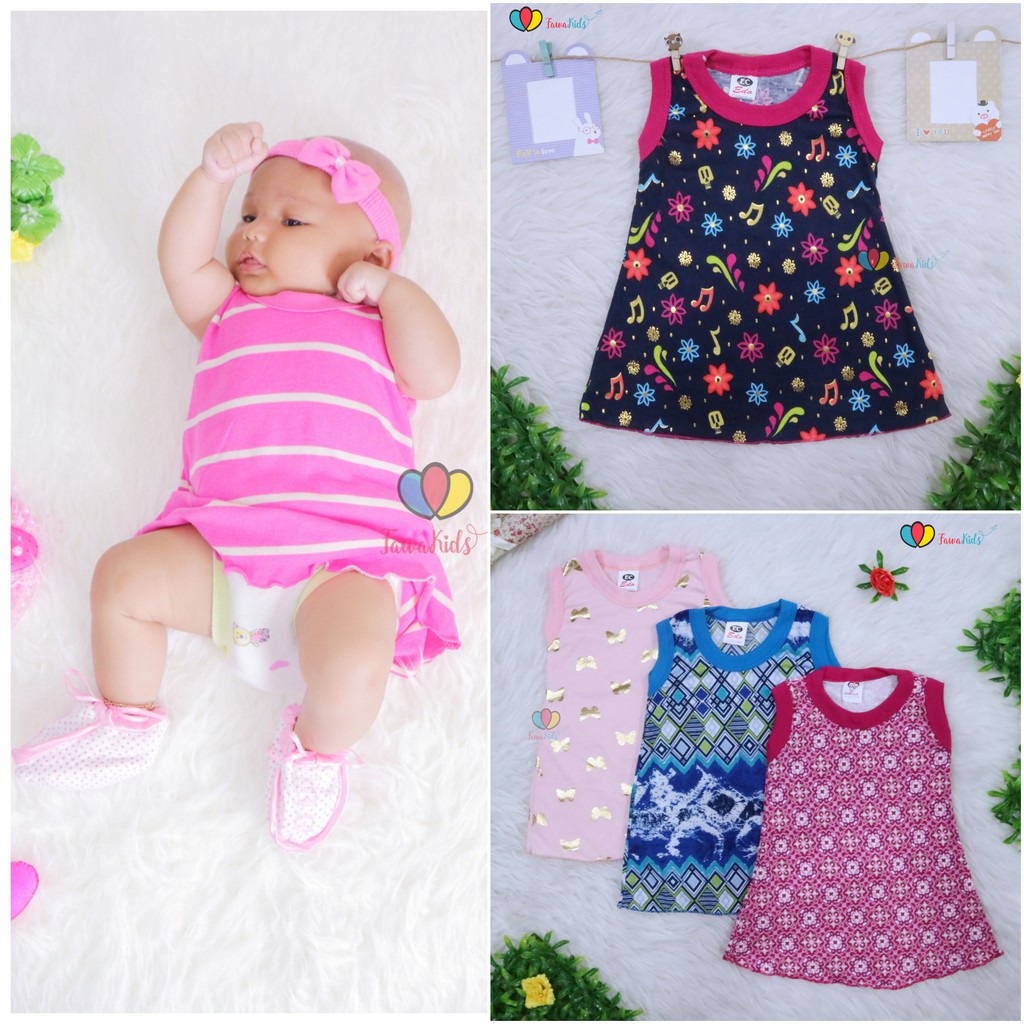  ISI 3  PC Daster Yukensi Bayi  uk 0  12 Bulan  Dress Bayi  