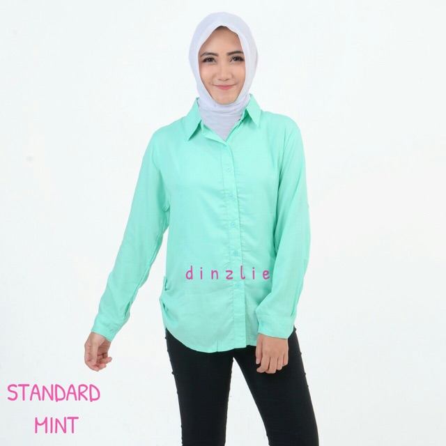 Kemeja Wanita Warna Mint Tosca Muda Shopee Indonesia