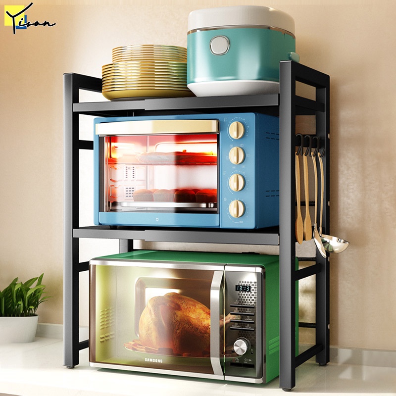 Rak oven microwave dapur yang dapat ditarik, rak oven meja multi-fungsi