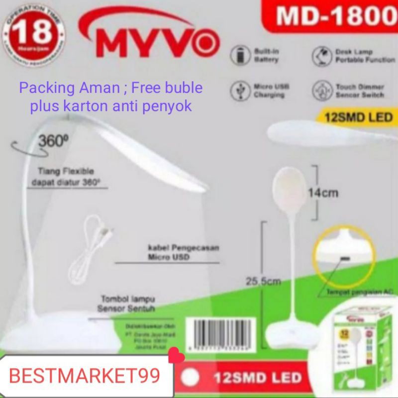 Lampu belajar minimalis sentuh / lampu baca Myvo MD 1800 .Promo  Free Buble Wrap Plus karton.