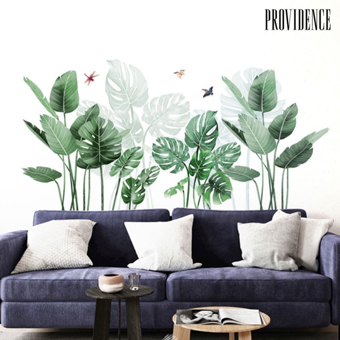 STIKER DINDING DESAIN TANAMAN DAUN BESAR WARNA HIJAU