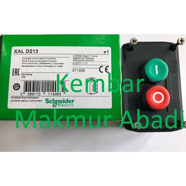 SCHNEIDER PANEL KENDALI 1NO 1NC START STOP XALD213 / SCHNEIDER STARTSTOP