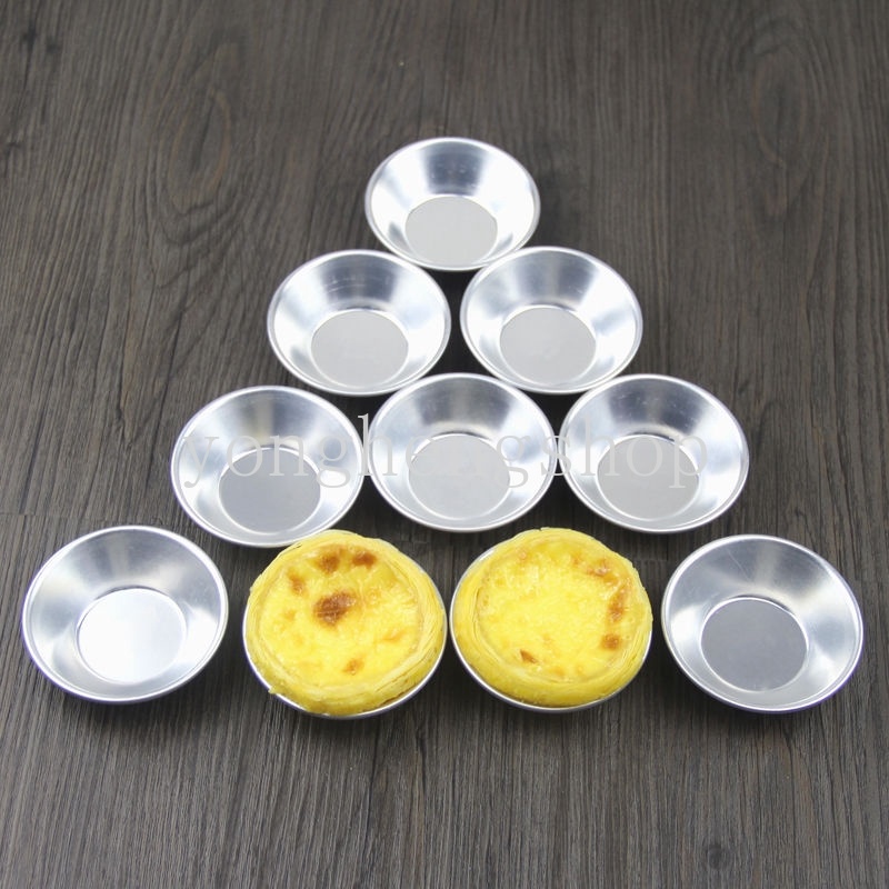 10pcs / set Cetakan Egg Tart / Cupcake / Kue Kering Mini Bahan Aluminum DIY