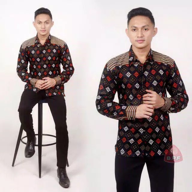 Manggar Batik Jumbo Hrb118 A Hitam Coklat Kemeja Batik Pria Pendek Premium Besar Xxxl 3l 4l 5l