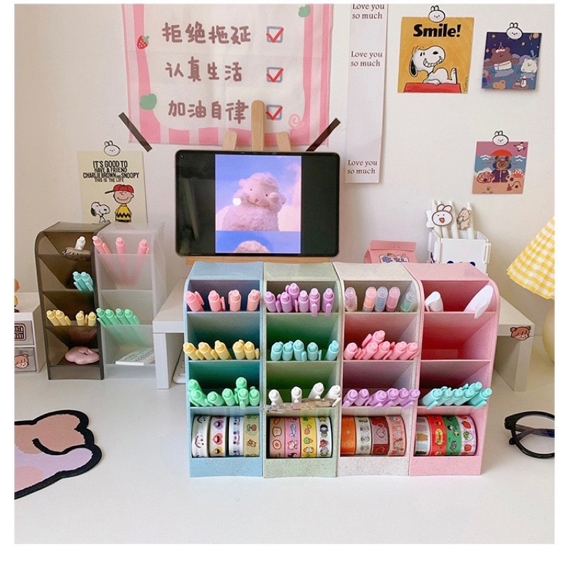 KENSHO Desk Set Tingkat Pastel Large / Pen Holder /Tempat Alat Tulis / Rak / Storage Organizer Import