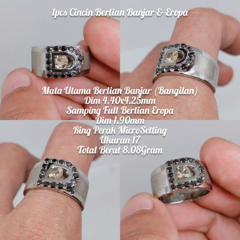 cincin perak silver berlian banjar asli natural diamond bkn akik bacan wulung safir ruby koleksi