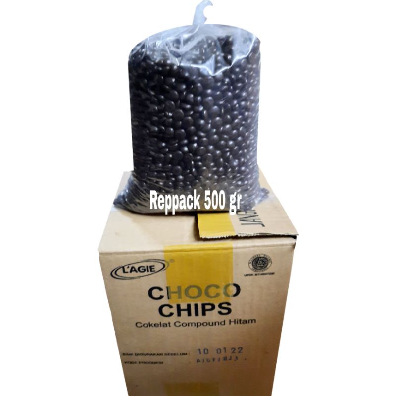 

Choco Chips 500gr - Cokelat Chips L'agie Compound Hitam