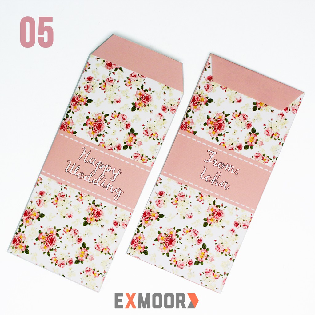 Amplop Kondangan Angpao Wedding Custom Nama Shabby Chic Theme 10 pcs