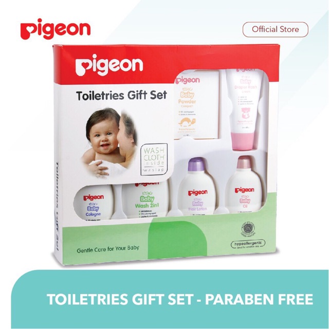 Pigeon Toiletries Gift Set / Paket Perlengkapan Mandi Bayi Free Bubble Warp