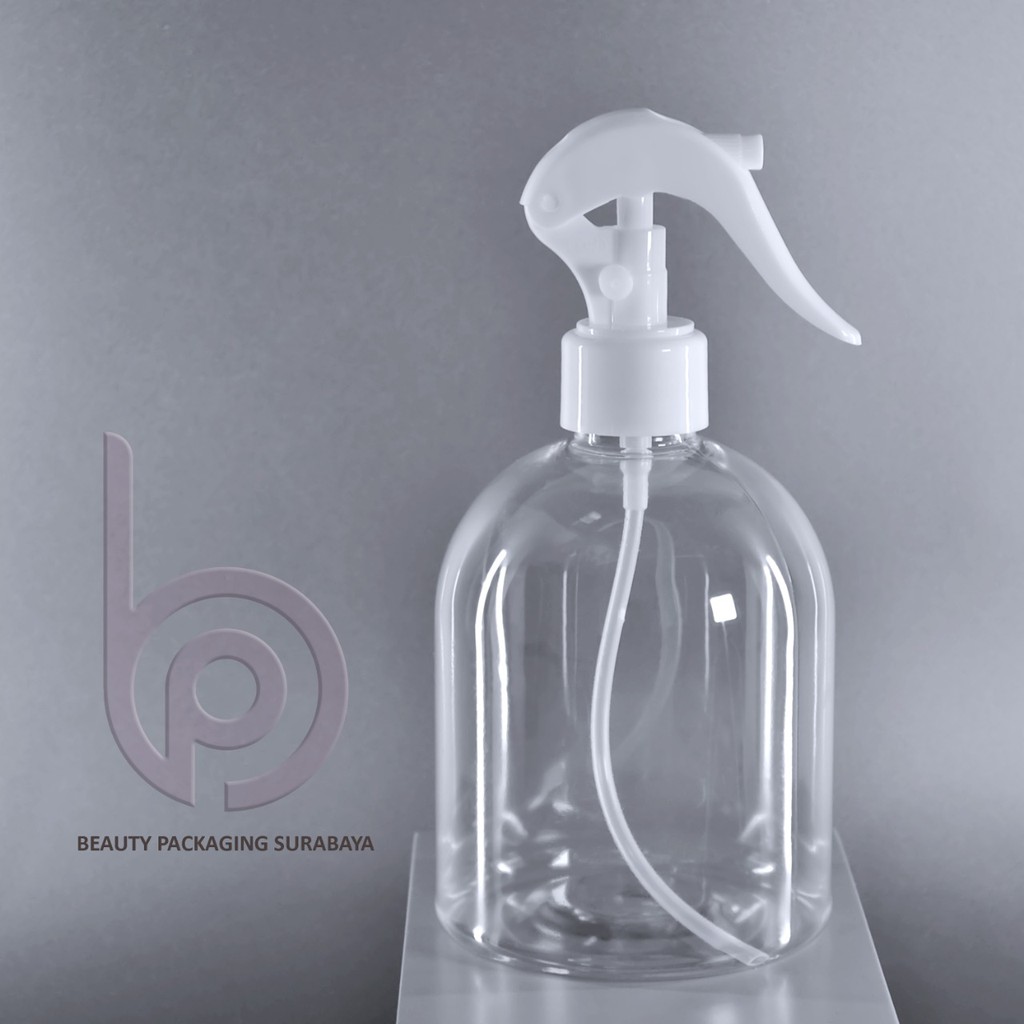 Botol Plastik PET 500ml Bulat Gentong Bening Tutup Spray Trigger Bebek Semprot