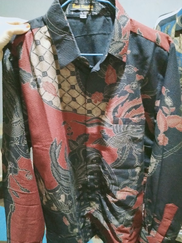 Kemeja Batik  Dobby Laseman Premium Lengan Panjang  Motif Pesik Kawung