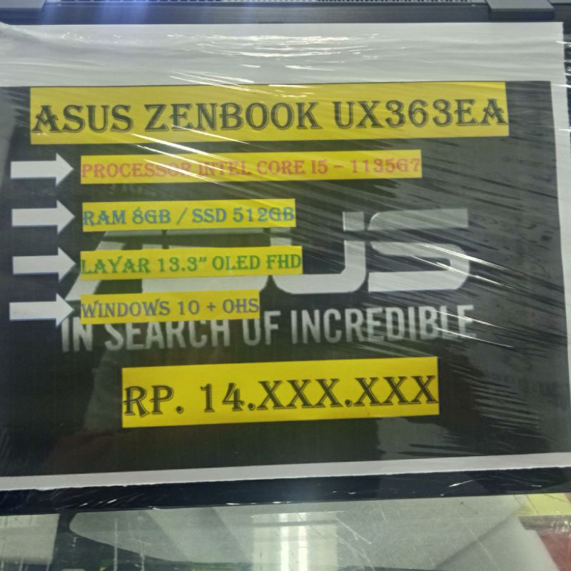 ASUS ZENBOOK UX363EA I5 1135G7 8GB SSD 512GB
