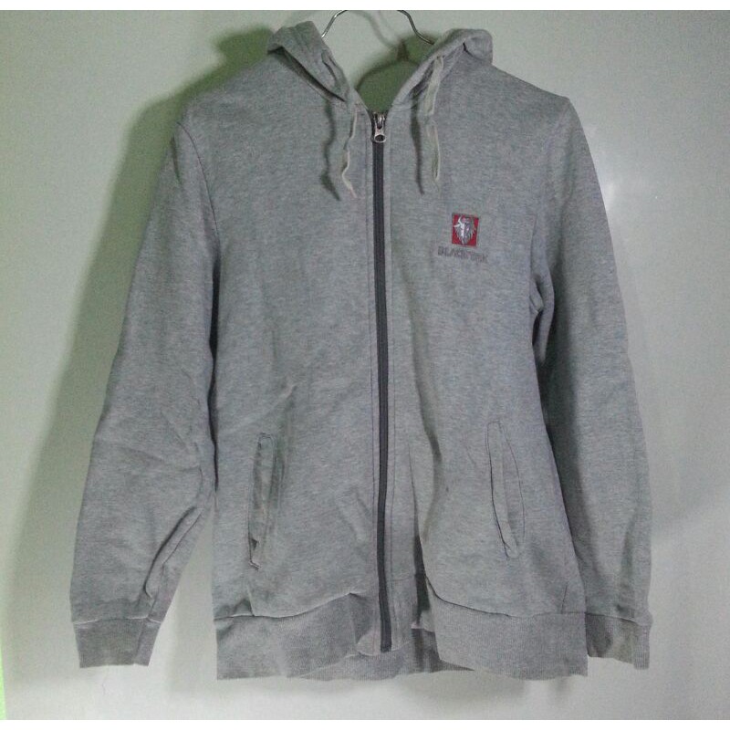 jaket hoodie zipper ziphoodie jacket blackyak black yak grey abu preloved second s xs