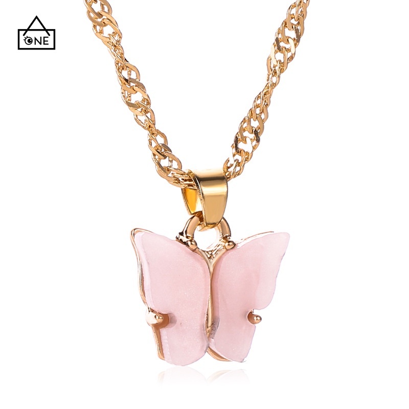 ✨COD✨Kalung Korea Rantai Wanita Liontin Kupu Biru Simple Necklace Klavikula A one