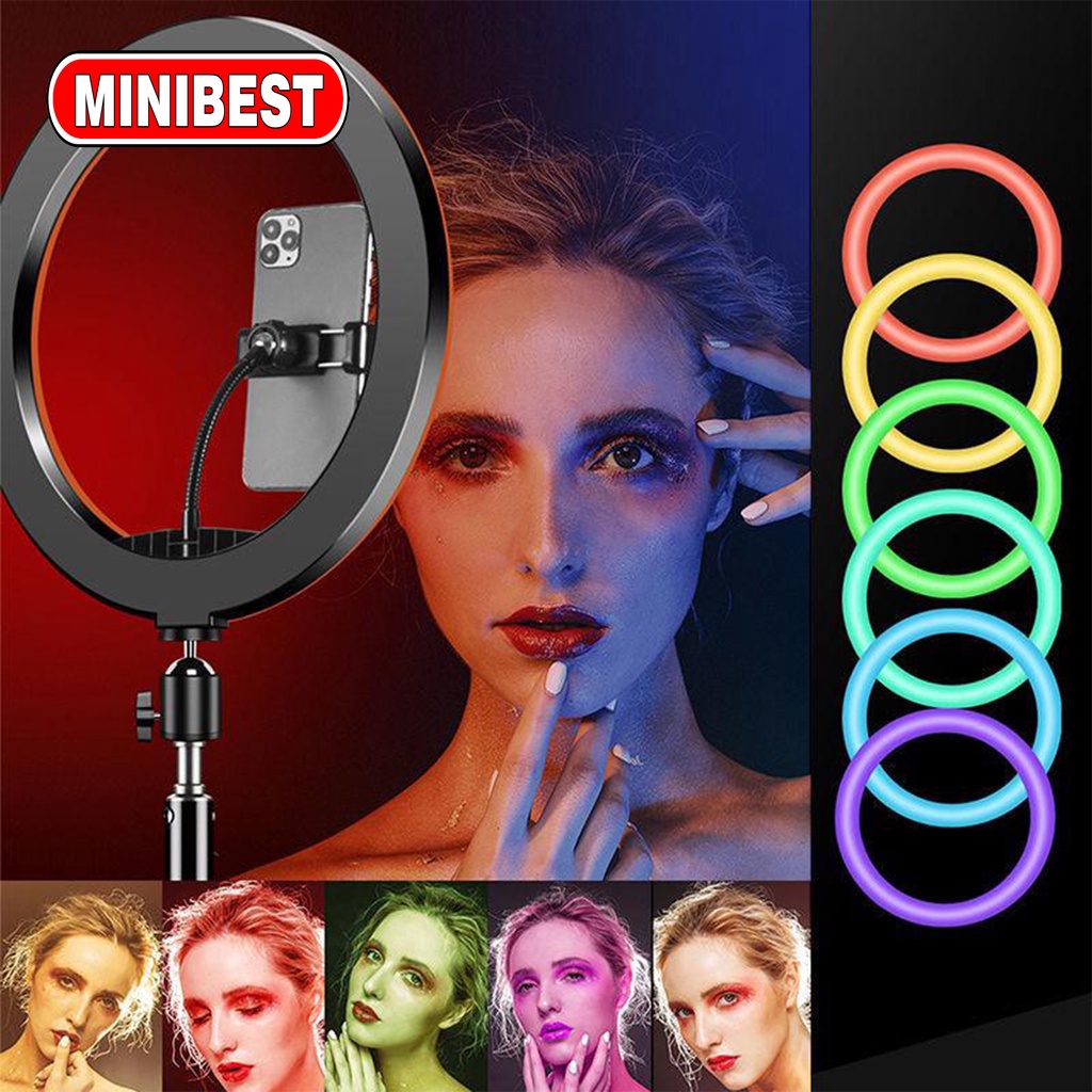 Ring Light RGB 26 CM + 2M Led Rainbow TRIPOD Video LED TIKTOK