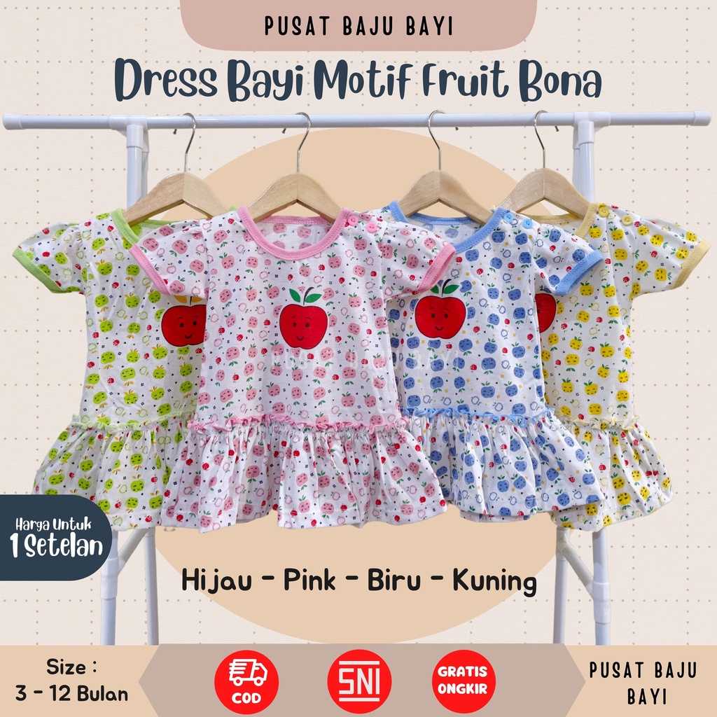 Dress Bayi Perempuan 0 - 3 Bulan merk Bona motif FRUITS