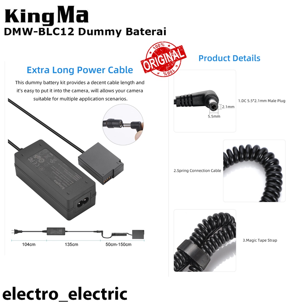 KingMa DMW-BLC12 Dummy Baterai dengan Adaptor untuk Panasonic Lumix