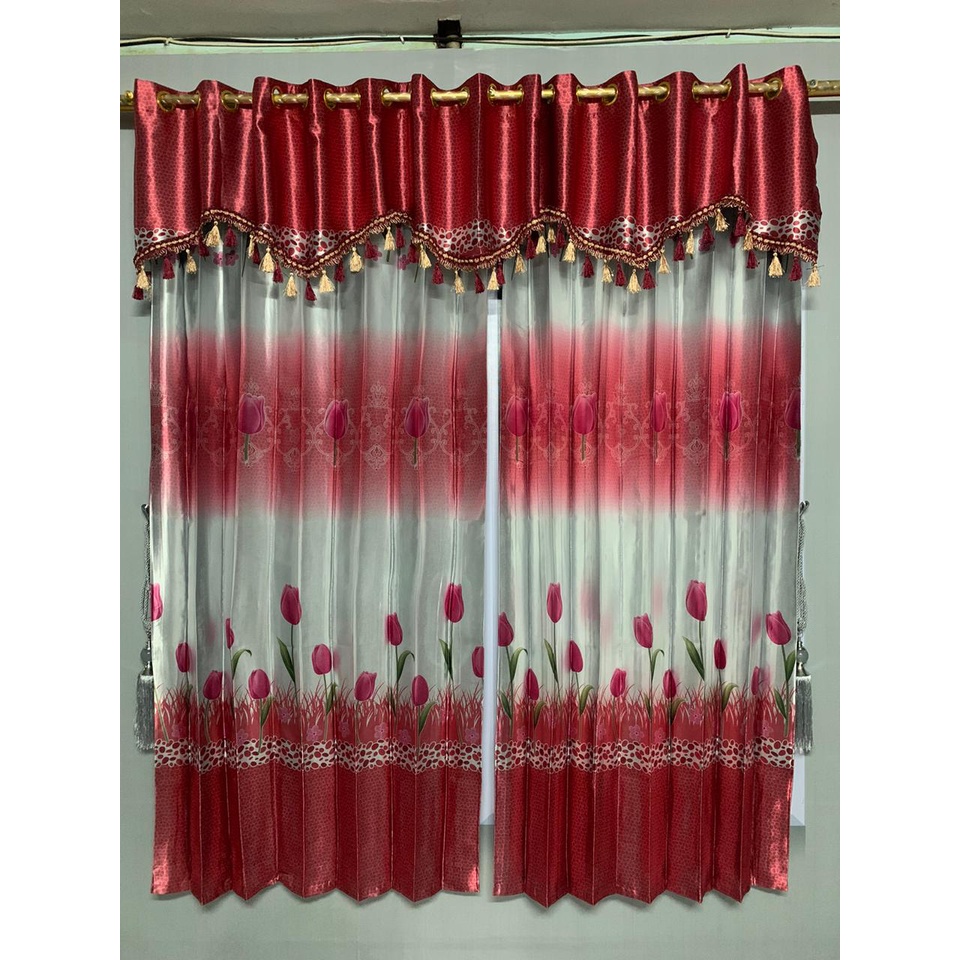 PROMO Paket Gorden Korden+poni Blackout Warna super kalem dan cantik [Nagita ZINIA MERAH BATA]