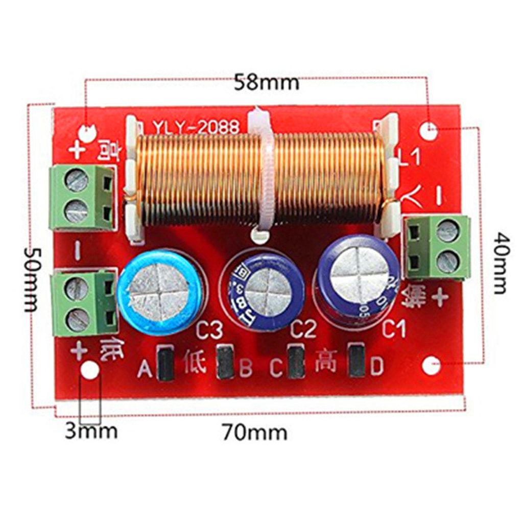 QUINTON Welding-Free Audio Crossover Filters Full Range Treble 2 Way Speaker Bass YLY-2088 Multi-Function Stable Adjustable Frequency Divider/Multicolor